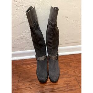 Utah 16133 Womens Grey Suede Tall Boots Leather Upper Block Heel Size 7M